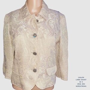 Caslon Lined Jacket with Rhinestone Buttons Sz S